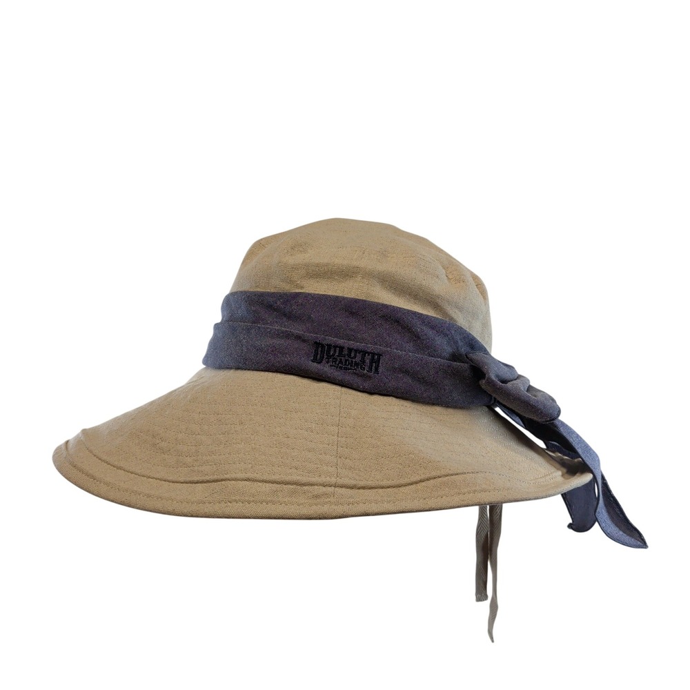 Duluth Trading Co Womens Rootstock Linen Blend Wide Brim Bucket Sun Hat L/XL NEW